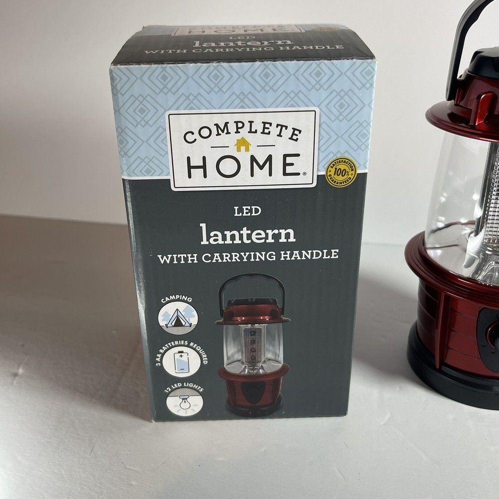 Complete Home LED Lantern Light with Carrying Handle Red Adjustable Brightness
