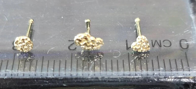 NUGGET 14K Solid Yellow Gold , Nugget Bar Nose Stud, 3 different style Nose Stud