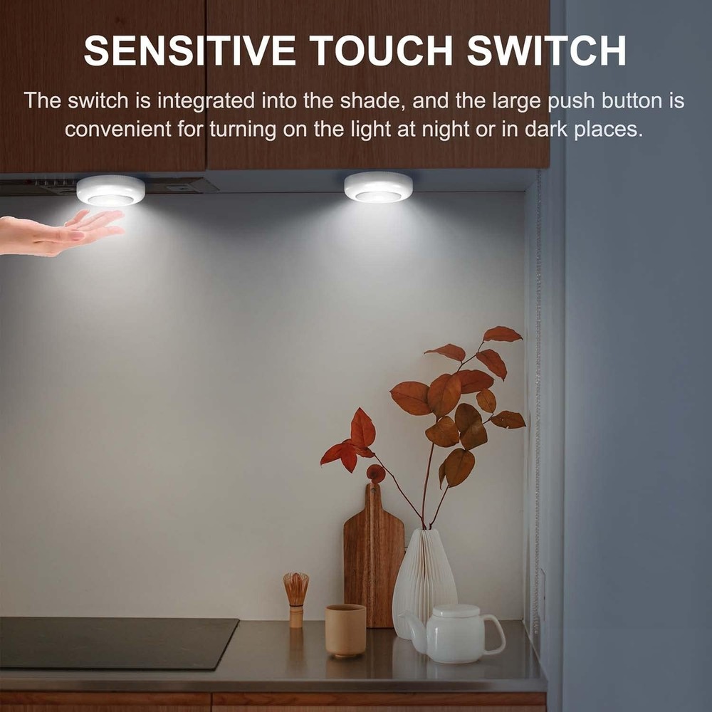 Tap Light Push Lights 6 Pack Portable Bright LED Puck Light Touch Light Night