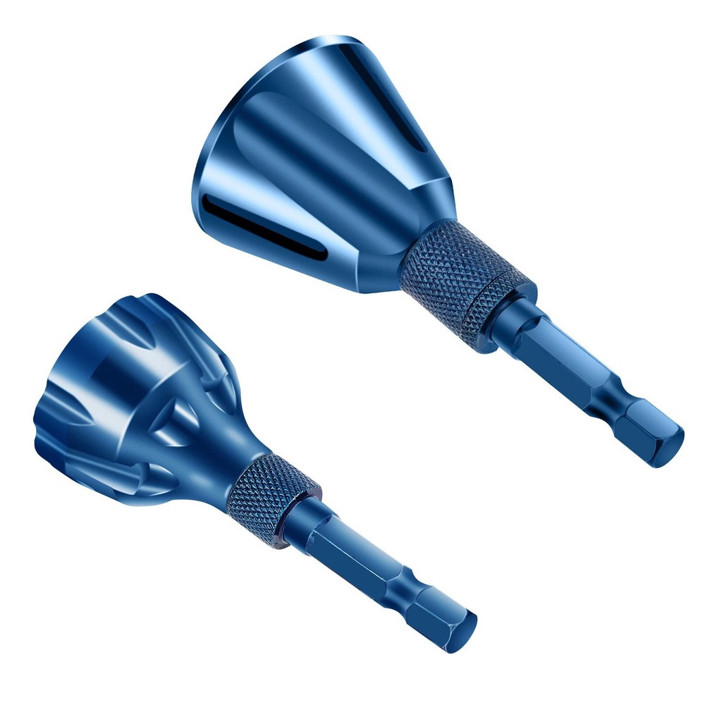 2PCS Blue Drill Bit Deburring External Chamfer Tool 1/4'' Hex Shank Remove Burr