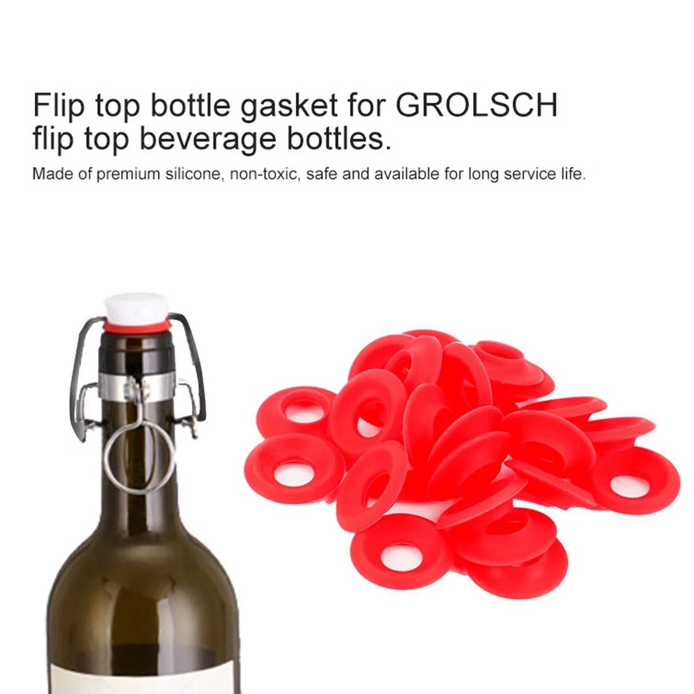25Pcs Red Silicone Grolsch Gaskets Washers Backs for Swing Flip Top Bottle Home*