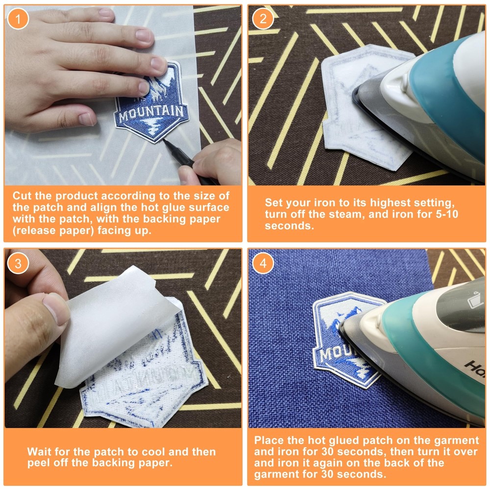 KEPAIBOS Double Sided Iron On Adhesive Sheets with Backing Easy-Iron Permanen...