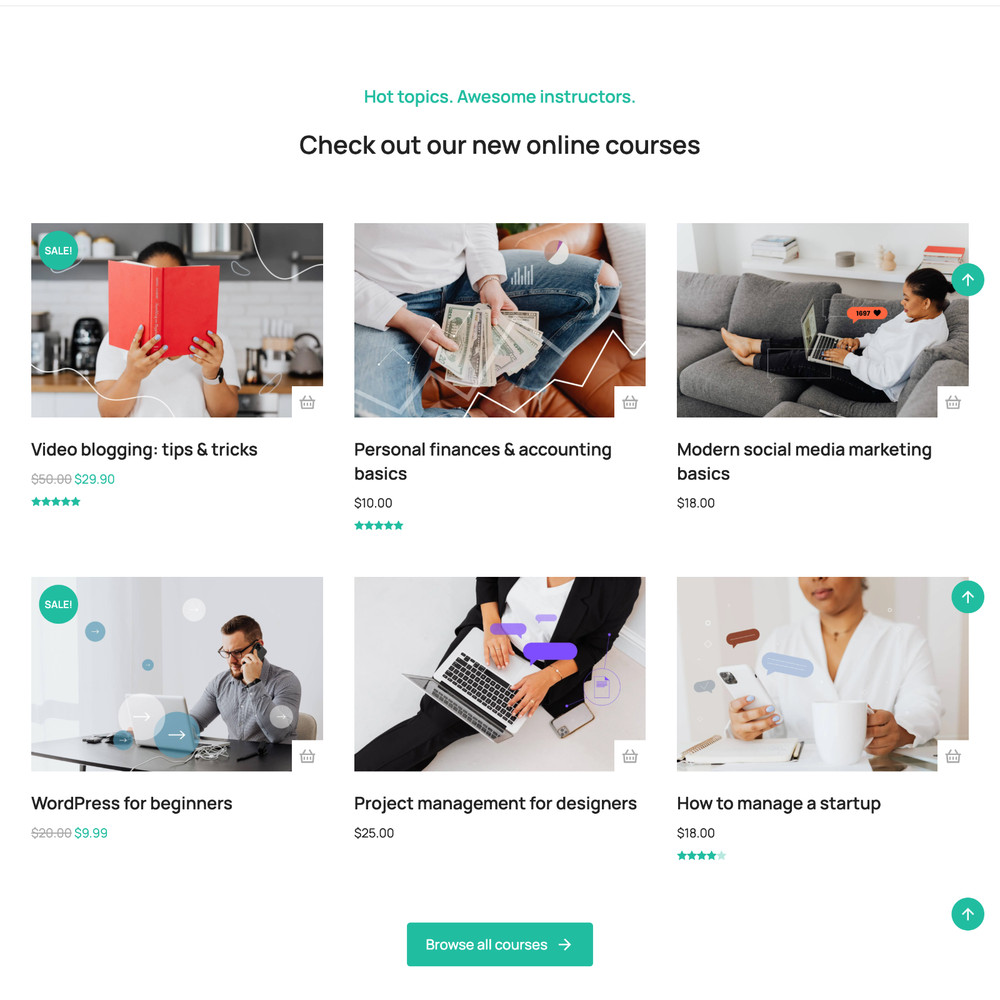 Online Courses Website Design with Free VPS Web Hosting and Installation