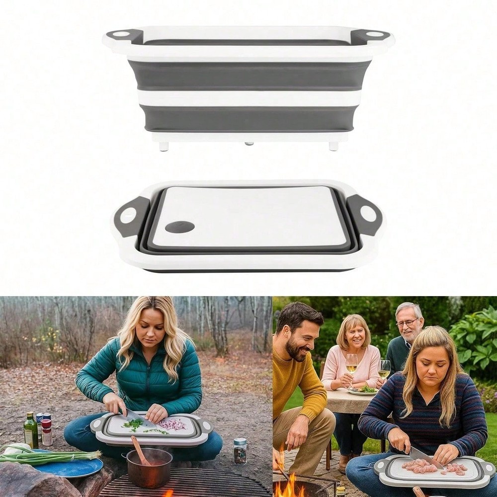 Collapsible Cutting Board - Foldable Multi-function Dish Tub - Washing and Drain