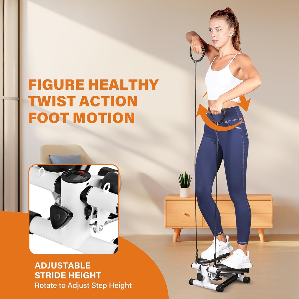 Compact Mini Stepper with Resistance Bands for Full Body Home Workouts