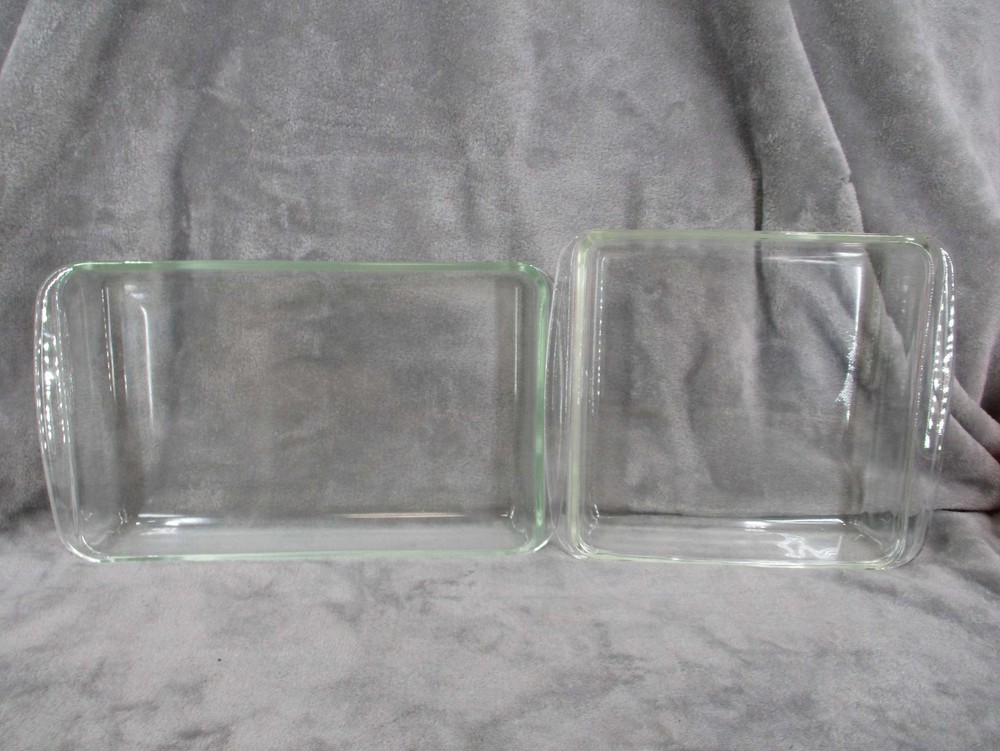 Anchor Hocking Glass Baking Dish Rectangular Square Set 2 pcs Clear Used