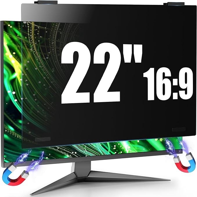 Magnetic Computer Privacy Screen Filter 22 Inch for 16:9 Widescreen