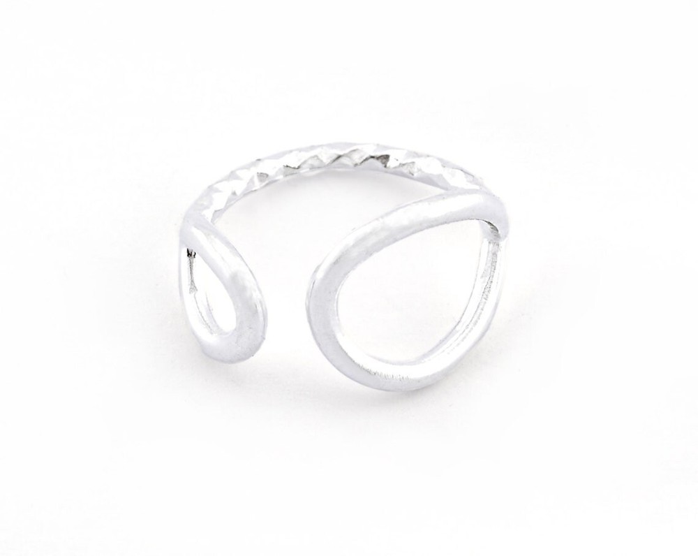 Drop Circles Frames Adjustable Ring Shiny Silver Plated Brass 5-8US size 4350