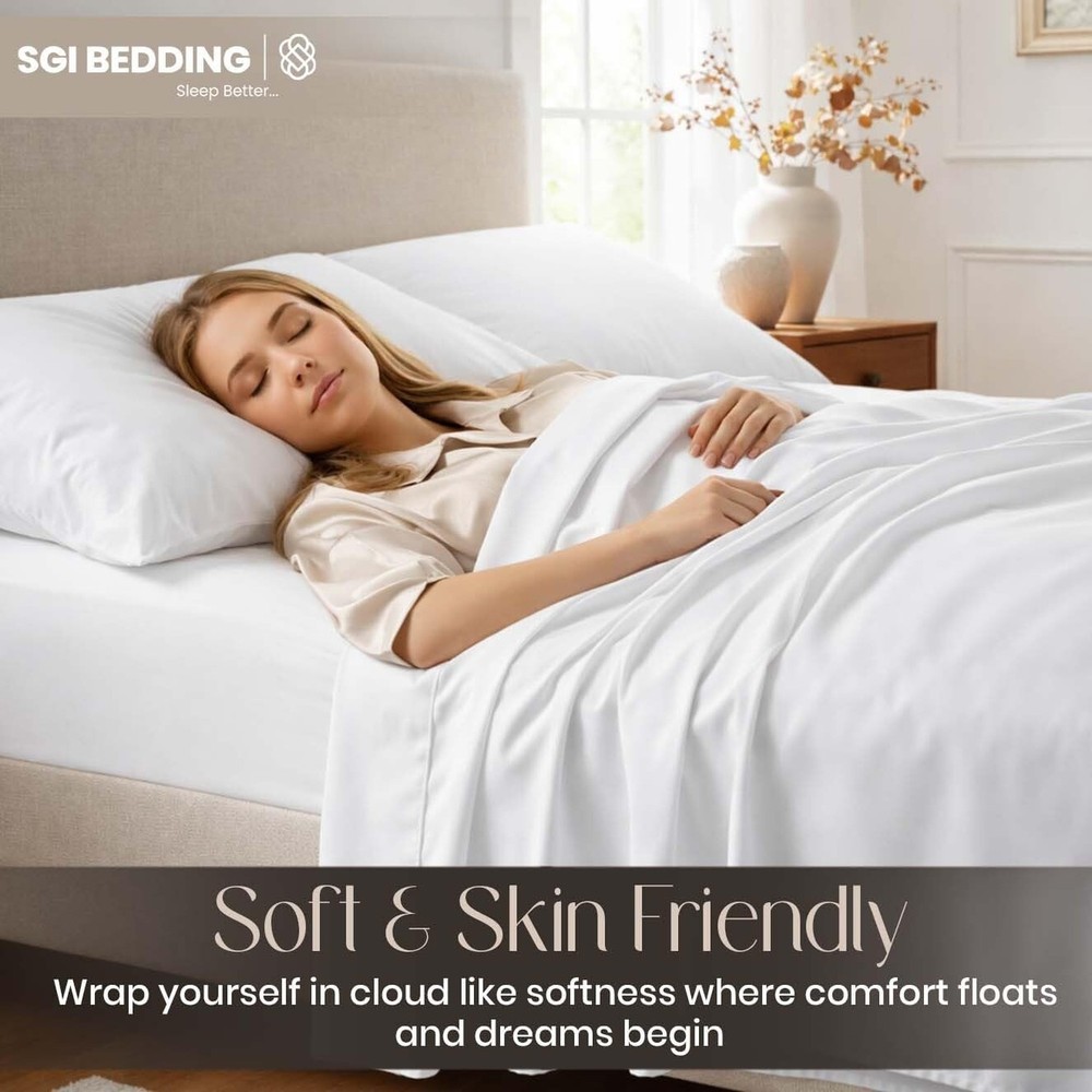 SGI bedding 100% Egyptian Cotton Sheets Full Size – Cooling Sheets, Soft B