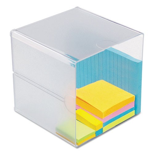 Deflecto Stackable Cube Organizer, 1 Compartment, 6 x 6 x 6, Plastic, Clear