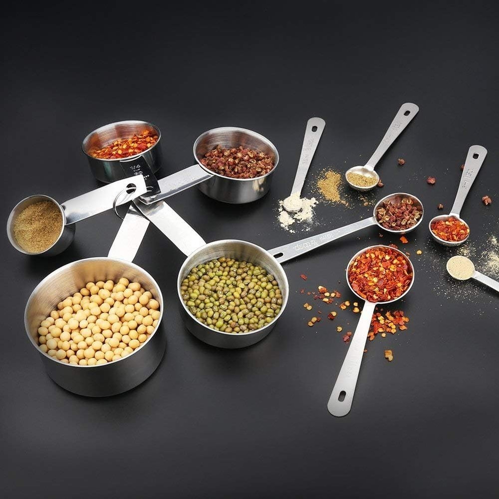 Accmor 11 Piece Stainless Steel Measuring Spoons Cups Set, Premium Stackable Tab