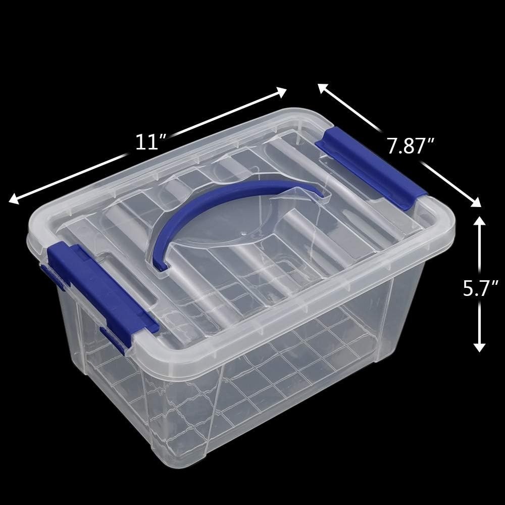 Clear Plastic Storage Bin with Latching Lid 6 Quart Stackable Tote Container Set
