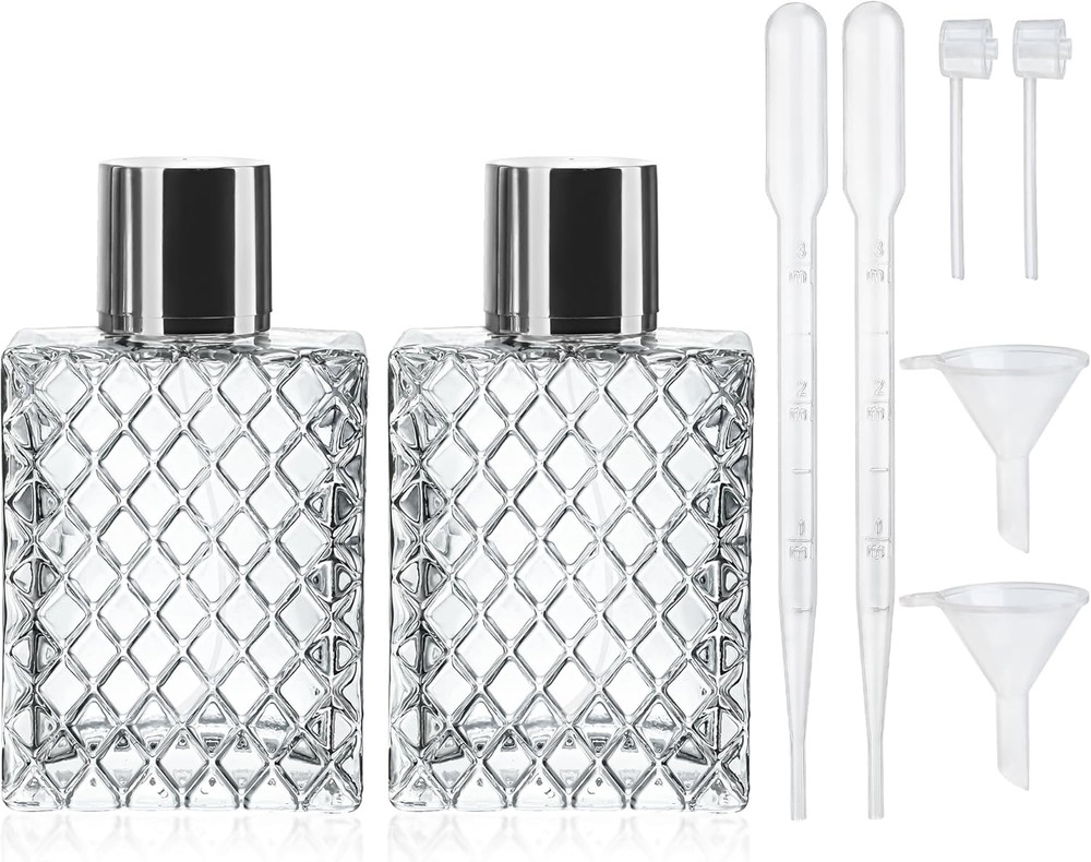 6 Pack Refillable Spray Bottles Perfume Atomizer, 100ML 3.4Oz Glass Empty Fine M