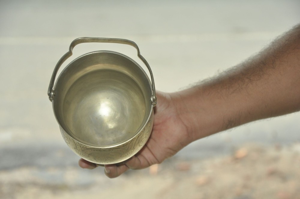 Vintage Brass Engraved Handcrafted Unique Shape Ice Cube Bucket/Box