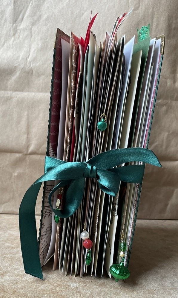 Christmas Tree Junk Journal Green Red OOAK Nostalgia Diary Handmade