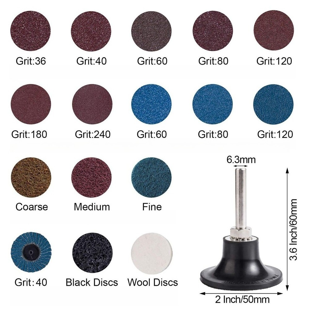 SATC 2X 70PCS 2" Roll Lock Quick Change Sanding Discs Set 1/4 Holder Die Grinder