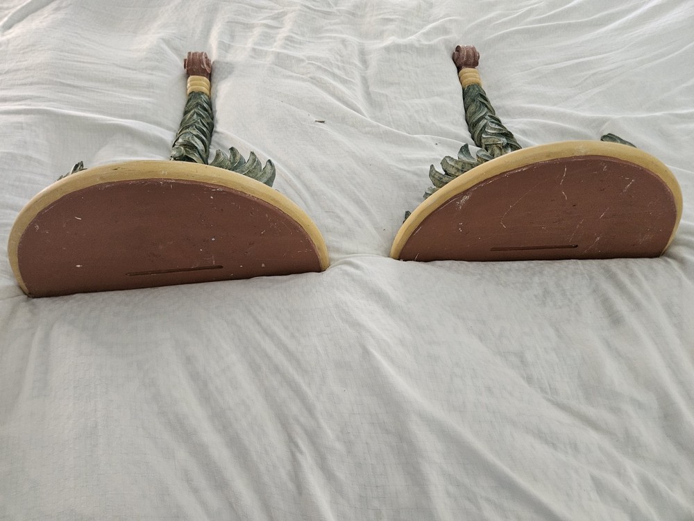🌴 Vintage Plaster Palm Tree Wall Sconces – Elegant Tropical Décor! 🌴