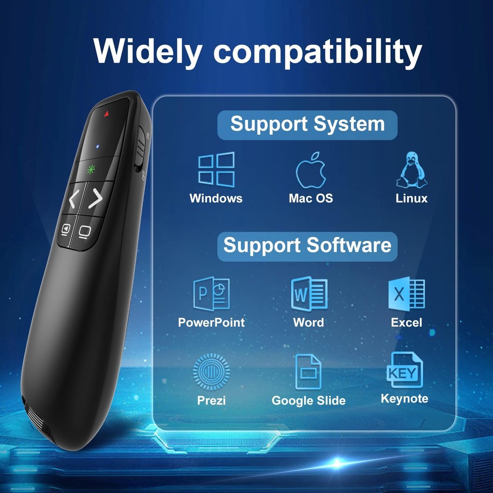 Wireless Presentation Clicker Remote - USB-C PowerPoint, Google Slides, Keynote