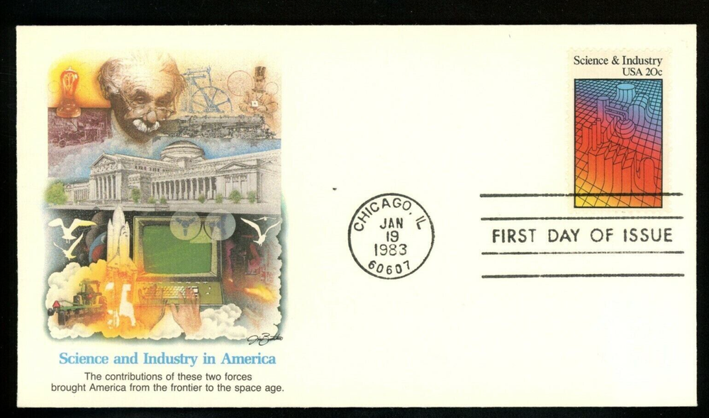 ALBERT EINSTEIN SPACE SHUTTLE SCIENCE & INDUSTRY 1983 FLEETWOOD CACHET FDC UNADD