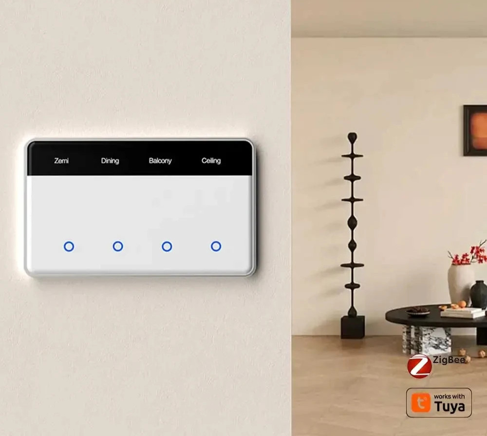 DIY Name Horizontal Touch Screen Light Switch US Tuya Alexa Google Home Zigbee