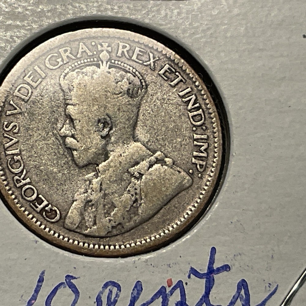 1936 King George 5 Th Silver 10 Cent Coin