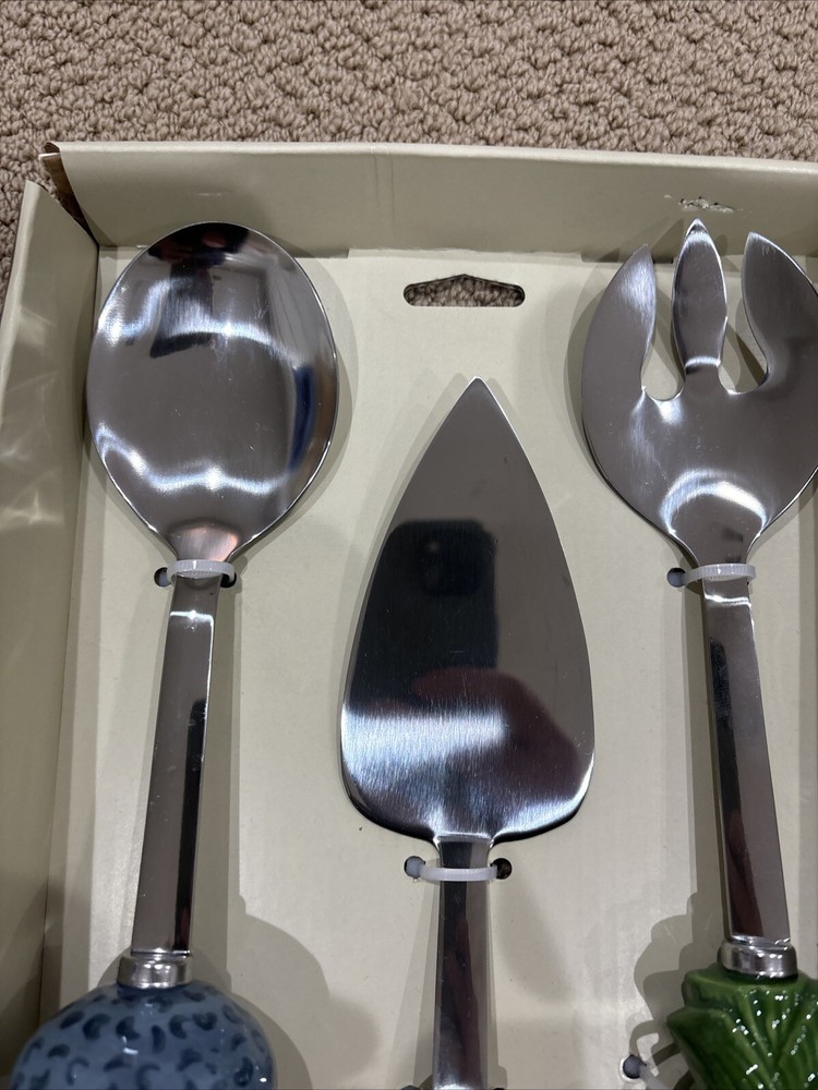 2024 John Derian Target 3pc Stoneware Stainless Flatware Set Serving Utensils