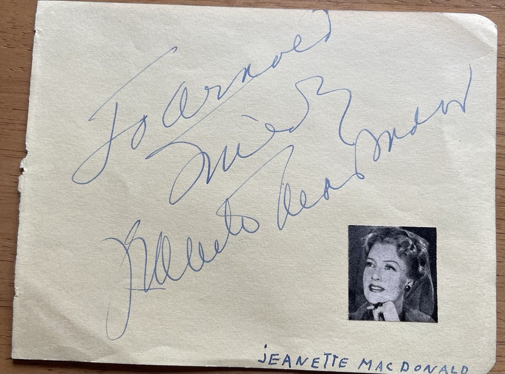 Opera Soprano & Actress Jeanette MacDonald Autograph