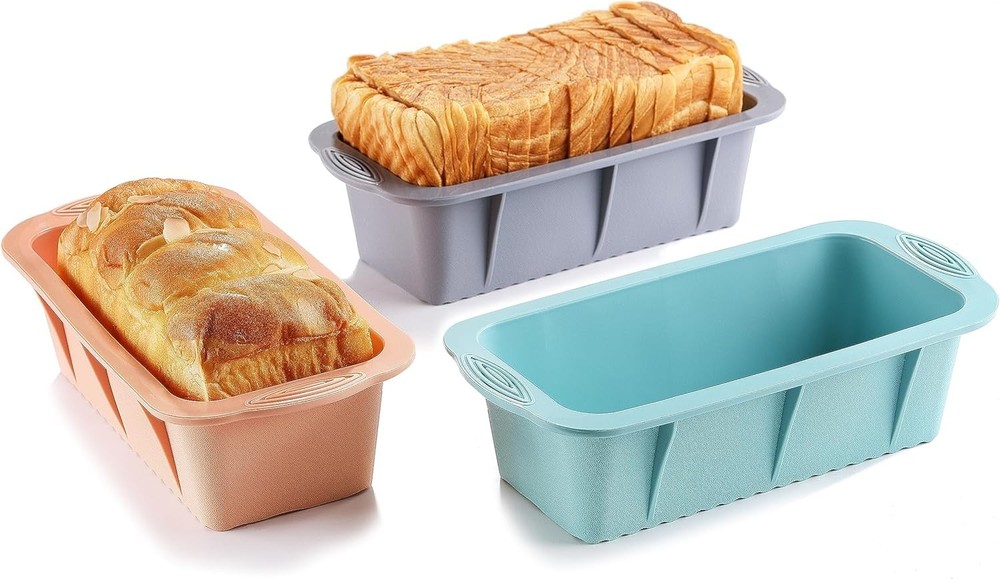 Koolstuffs Silicone Bread Loaf Pan, 3 PCS Rectangular Non-Stick Baking Mold P...