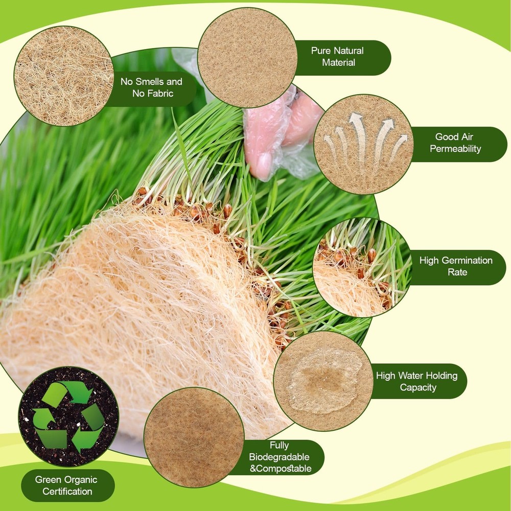 Hokoad 10"x197" Hydroponic Jute Grow Pads Microgreens Sprouting Mat Tray