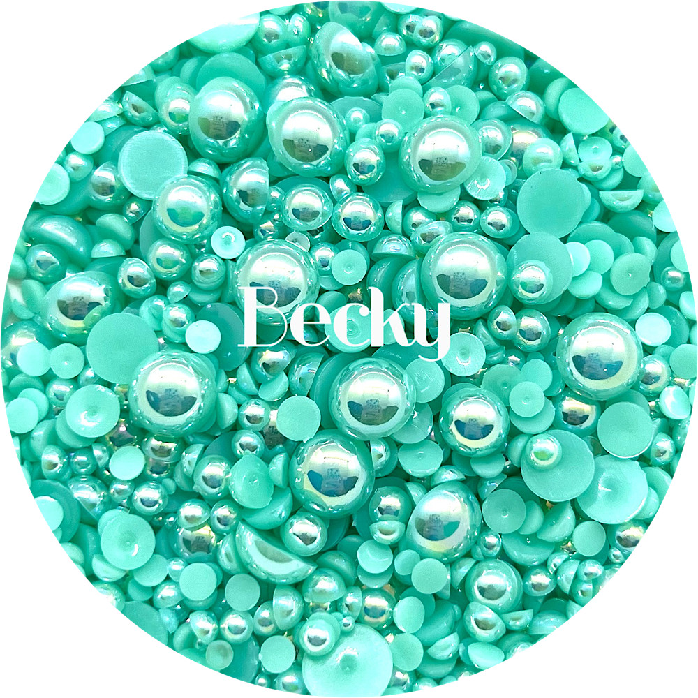 Flat Back Non-Hot Fix Pearls - AB Teal Mint Aqua