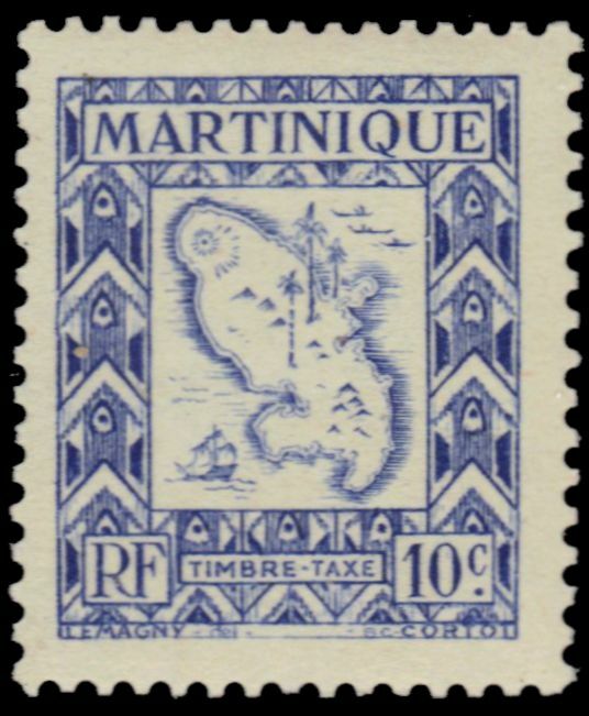 MARTINIQUE J37 - Colonial Map "Postage Due" (pb47714)