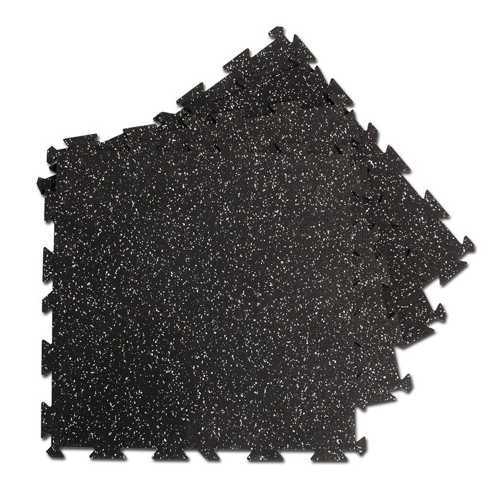 Body-Solid Tools Interlocking Rubber Flooring Box of 4, Grey Speck