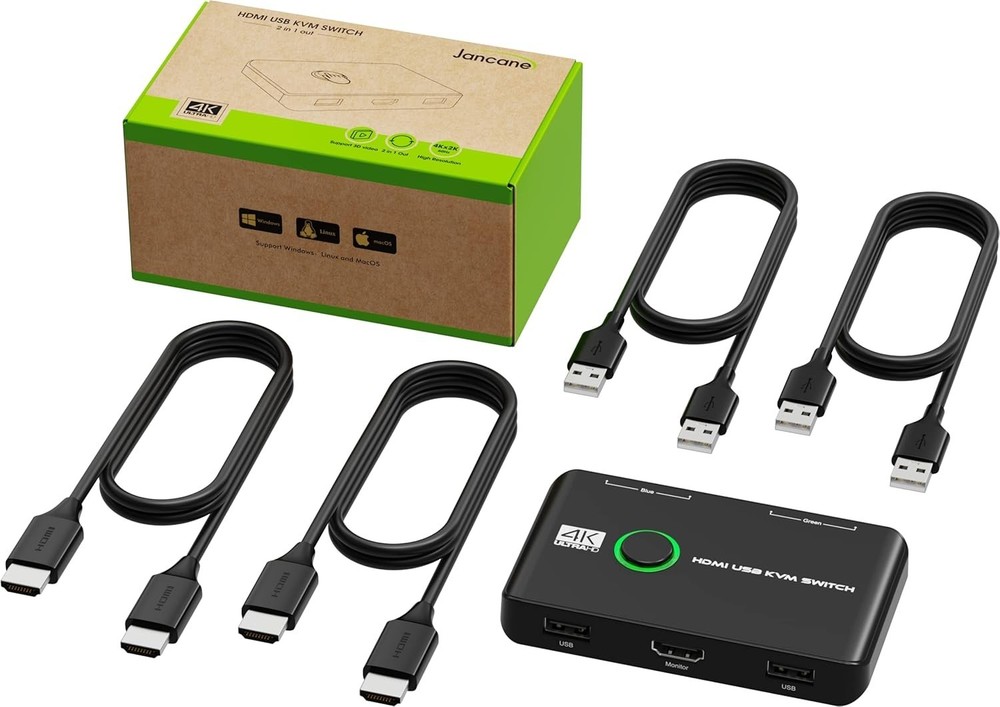 Seamless 4K KVM Switch for 2 Computers - Share Mouse & Keyboard Effortlessly