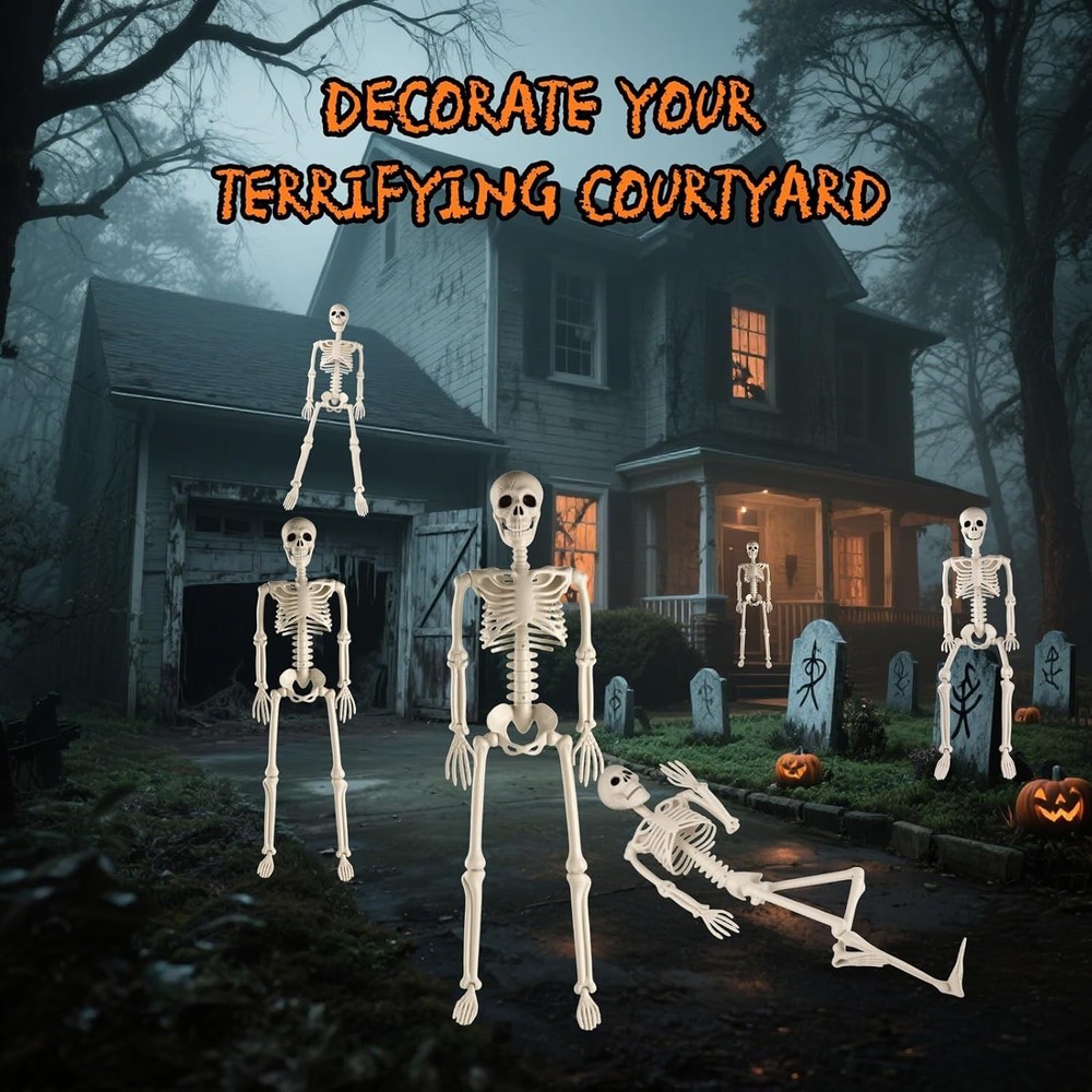 2pc Halloween Skeleton 3 ft Human Skeleton Full Body Posable Joints Skeleton