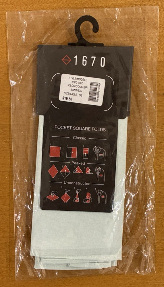 1670 Cotton Pocket Square Mint Green Solid Foldable for Suit Coat Men