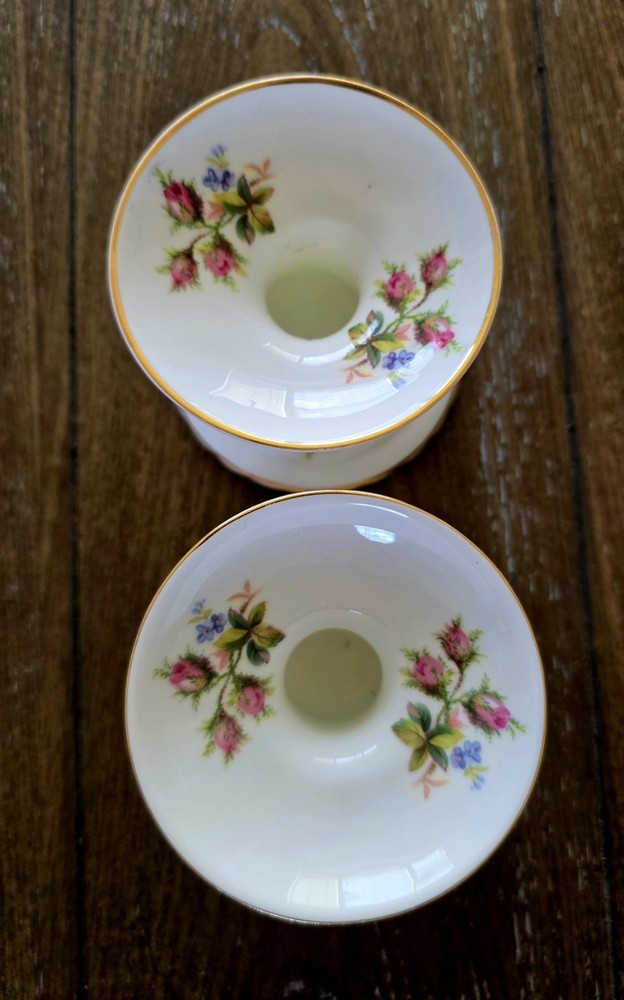 Royal Albert, Bone China Candle Holders with Moss Rose Pattern