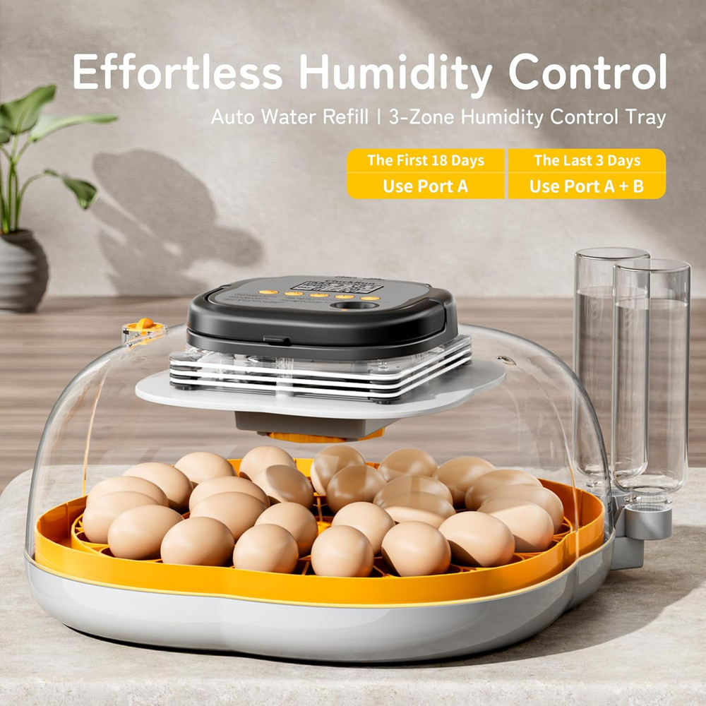 25 Egg Incubator, Temperature & Humidity Control, Programmable Automatic Egg Tur