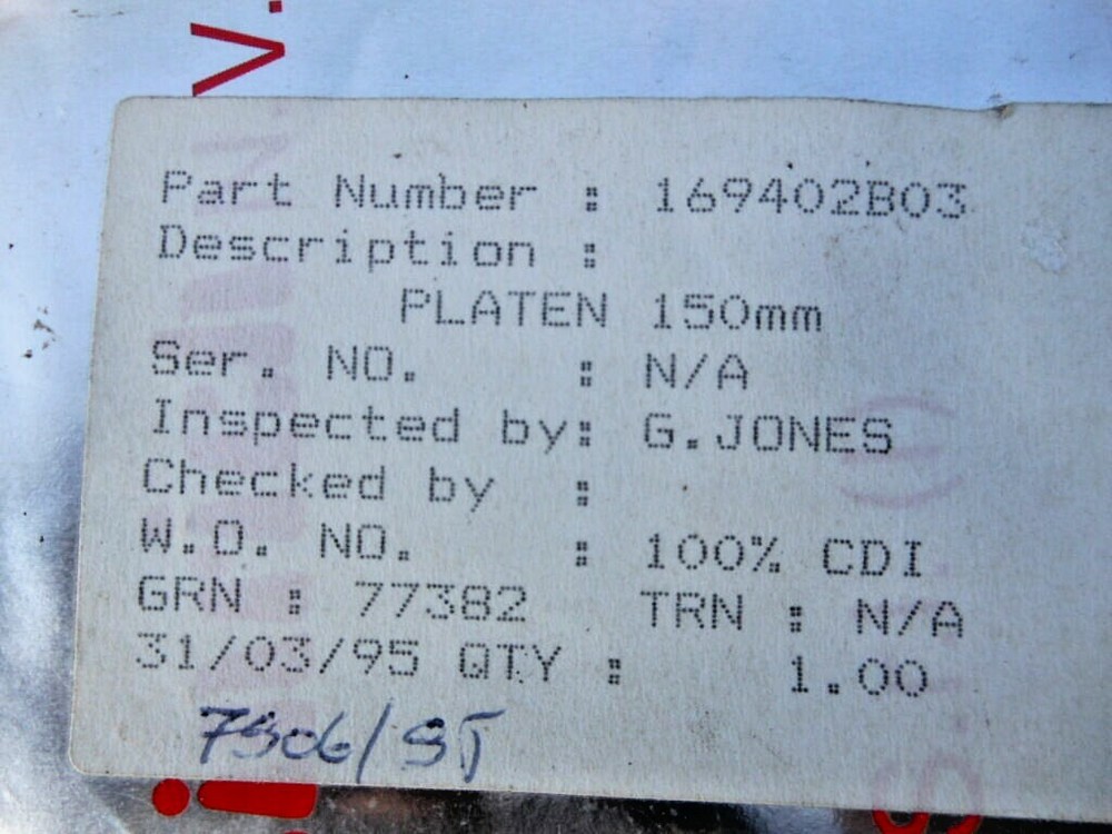 PLATEN 150MM 169402B03