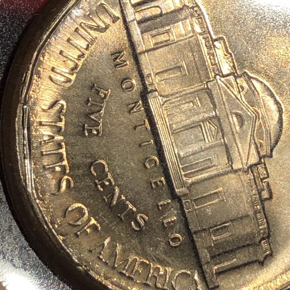 1997 jefferson nickel Error Broadstrike + Partial Collar Full Steps Gem Bu