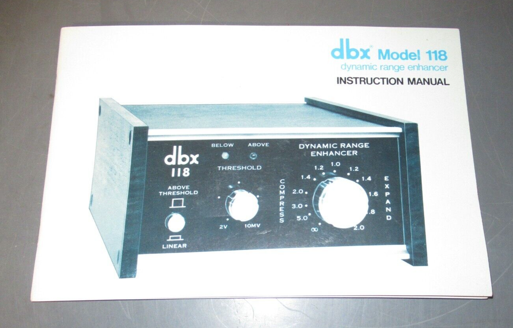 DBX 118 Dynamic Range Enhancer Vintage Original Manual