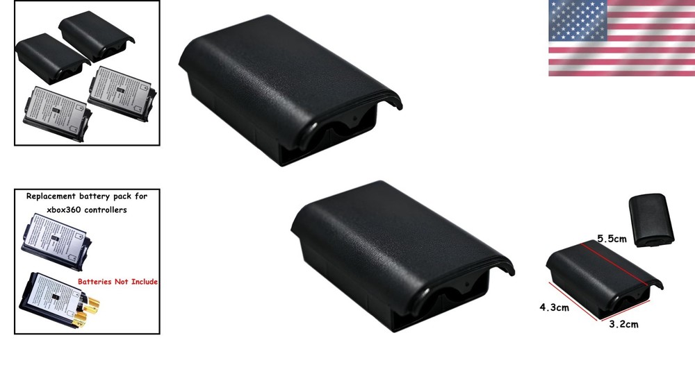 2 Pcs Durable Black Battery Pack Covers for Xbox 360 Wireless Controllers