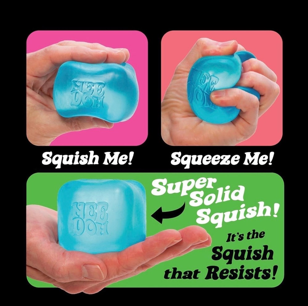 Nee Doh Pink Ice Block Solid Squish Cube Stress Squeeze
