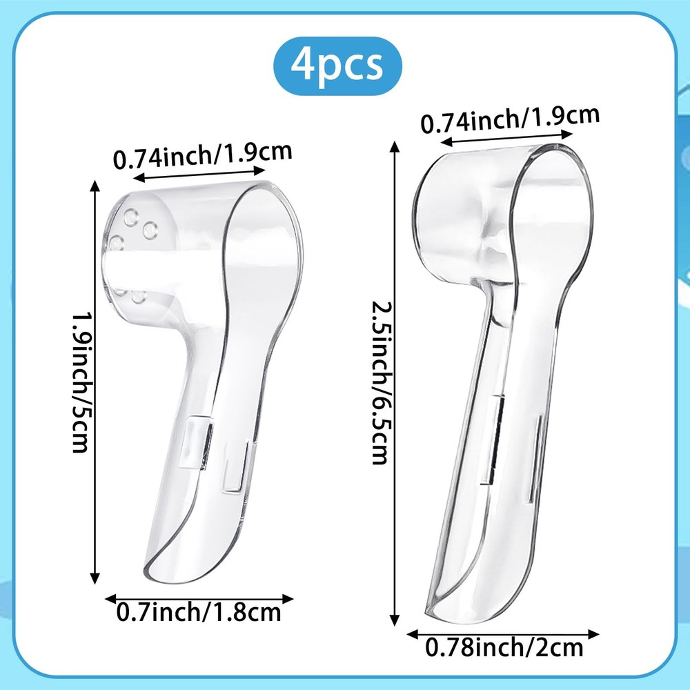 Fowecelt 4 Pack Toothbrush Cover Caps Compatible with Oral B Replacement Heads