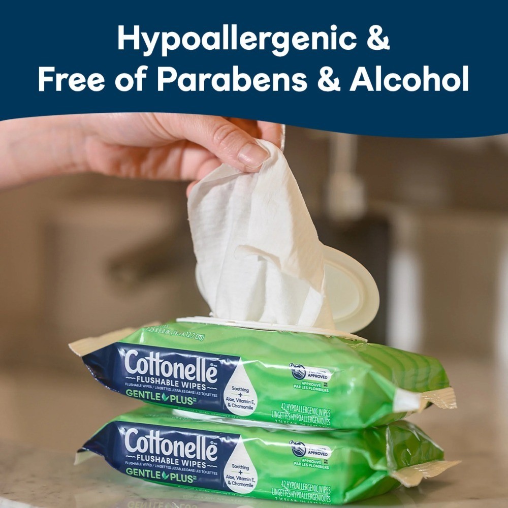 Flushable Wet Wipes Gentle Plus Hypoallergenic 8 Pack Refill Soft