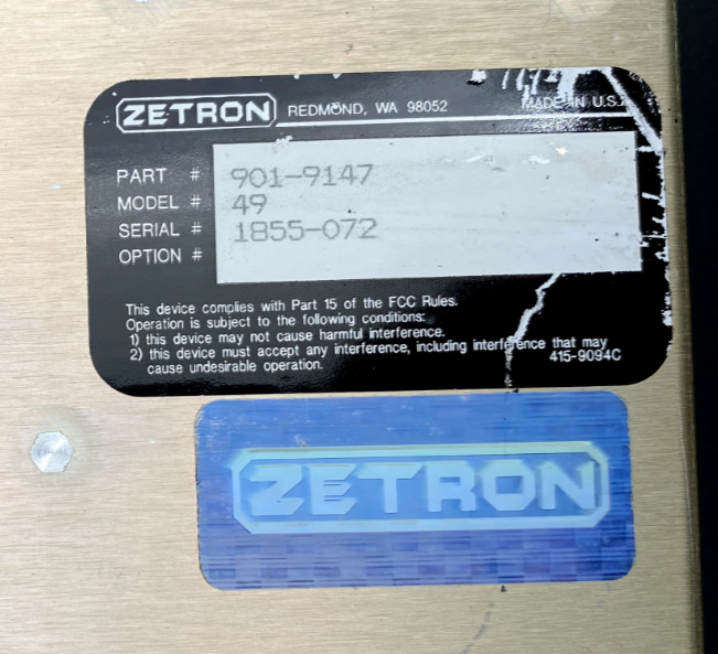 ZETRON MODEL 49 TRUNKING REPEATER MANAGER 901-9147 MISSING FRONT & TOP PLATE