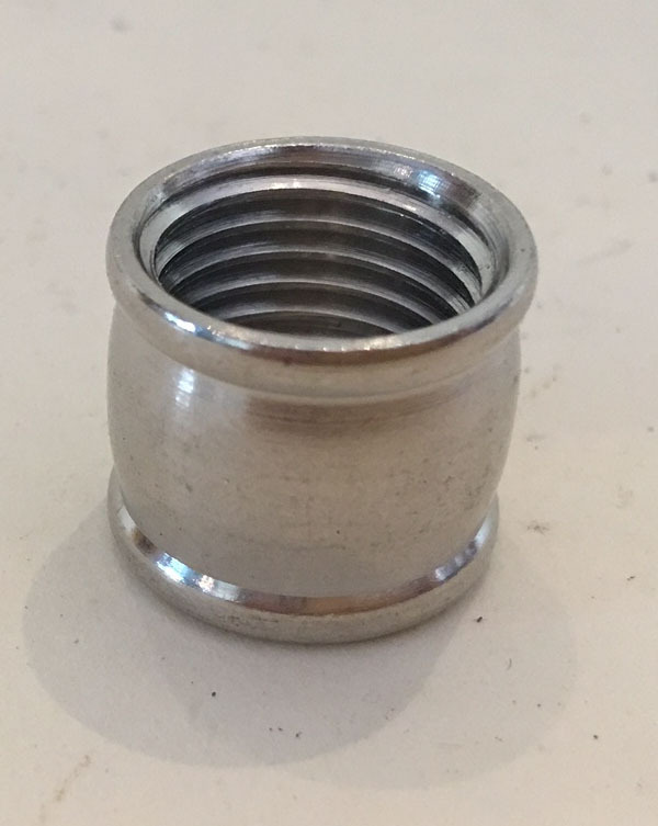 NEW- NICKEL PLATED solid brass coupling thread 1/2" x 3/8" (1/8IPS x 1/4IPS)