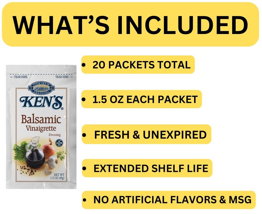 20 Count | Salad Dressing Packets | Individual Single Serve Salad Dressing