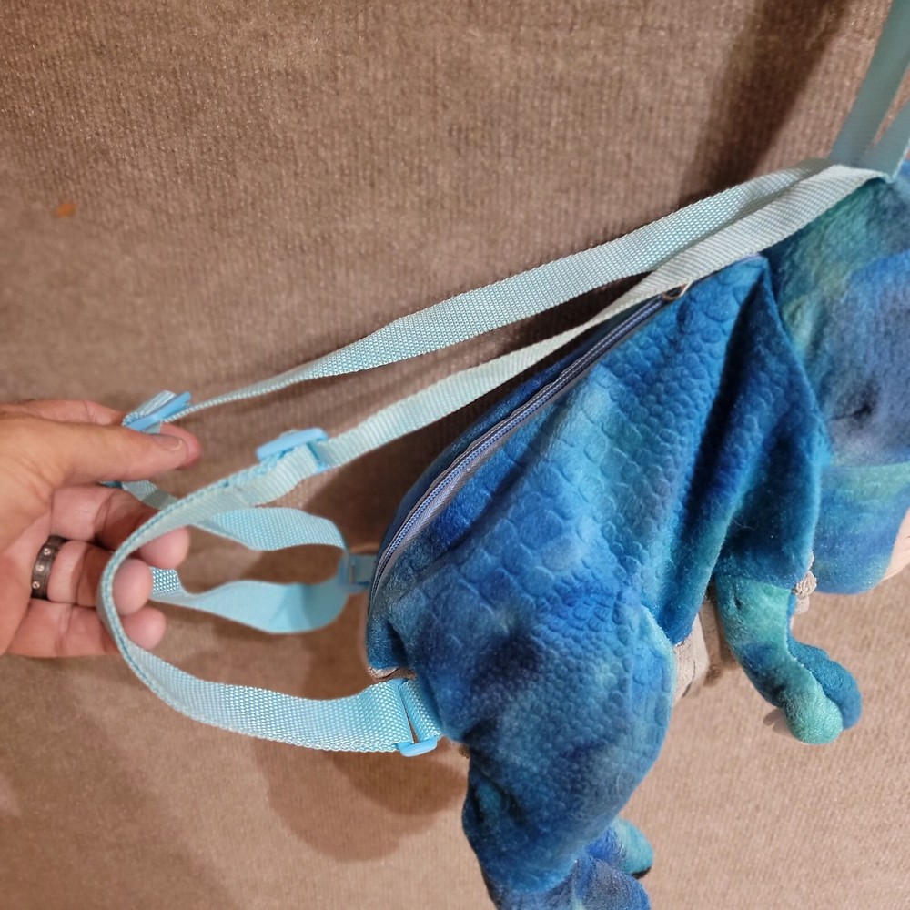 Blue Plush Dinosaur T-Rex Backpack