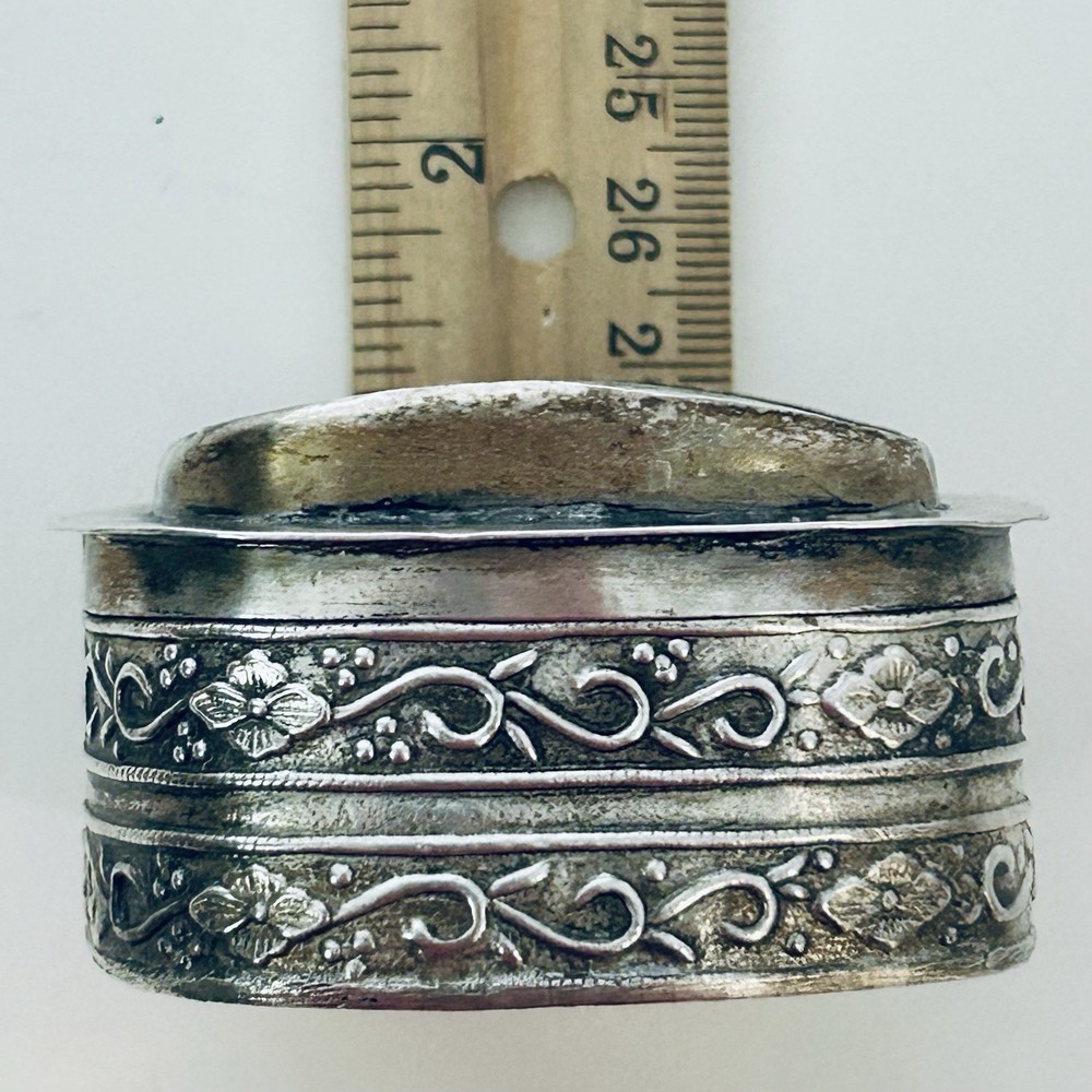 Vintage Sterling Silver Hand Made Trinket Box Tile Top Irregular Shape