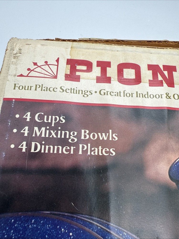 GSI Outdoors Pioneerware Tableware 12pc Camping Set Blue Porcelained Enamelware